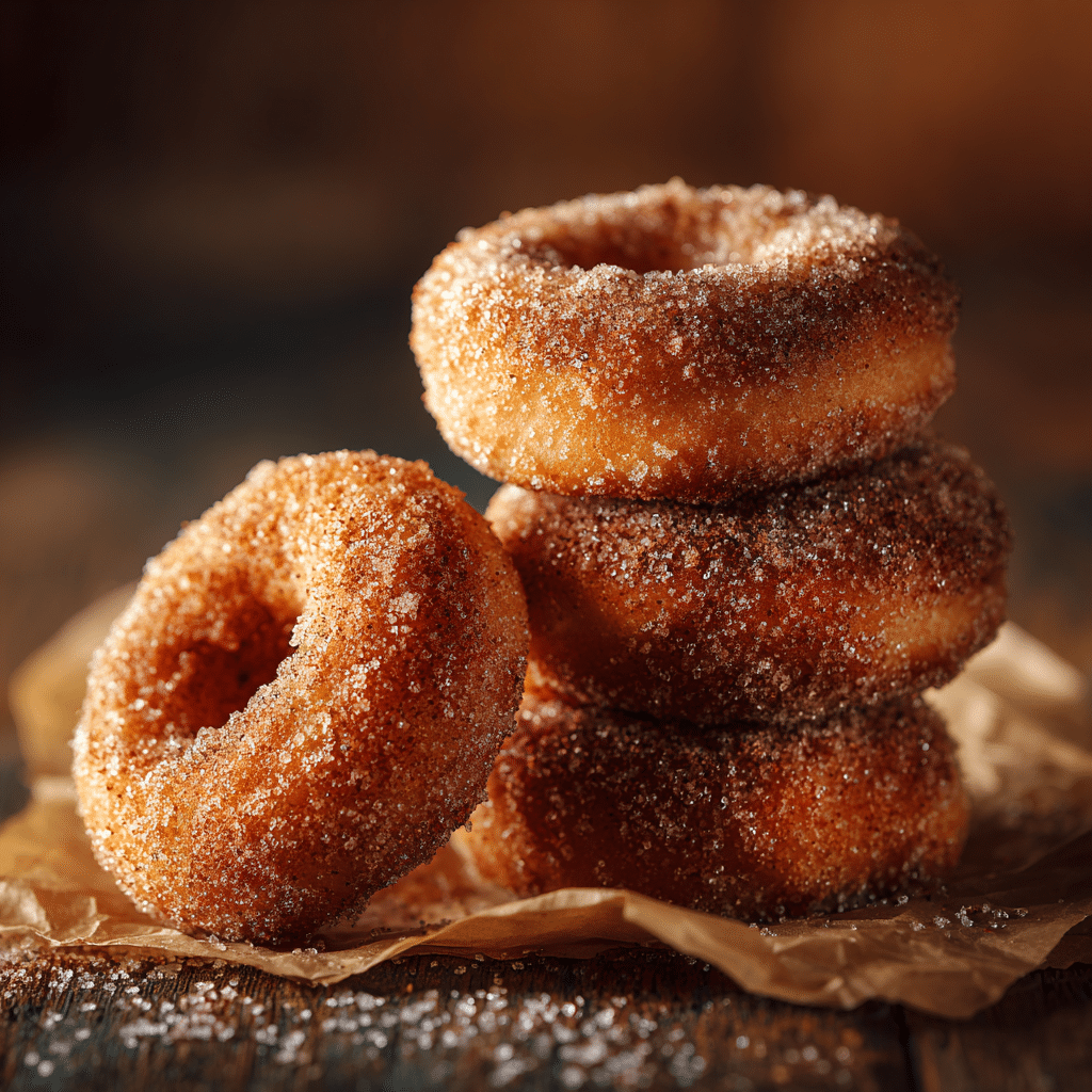 Baked sourdough discard donuts coated in sugar