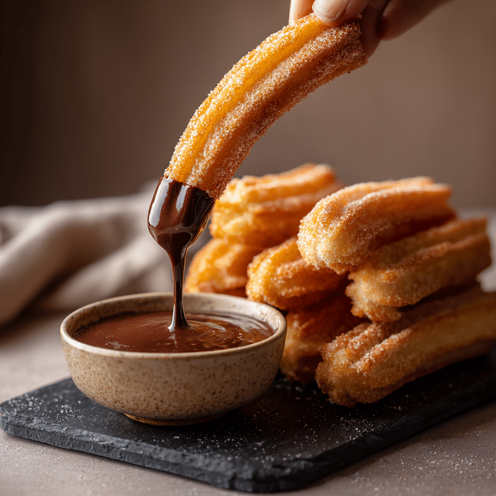  Churros with chocolate dipping sauce