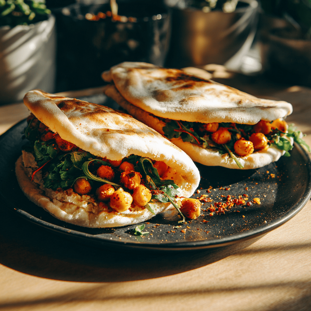 filled sourdough discard pita pocket