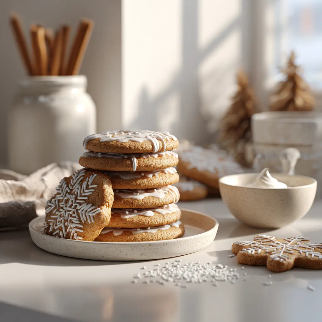Fluffy Sourdough Gingerbread Cookies featured dish plated