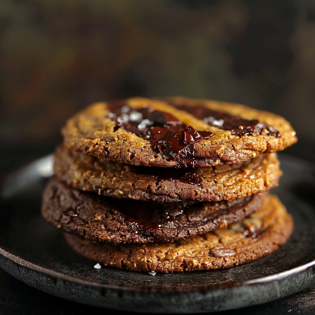 Brown Butter Sourdough Discard Chocolate Chip Cookies featured dish plated