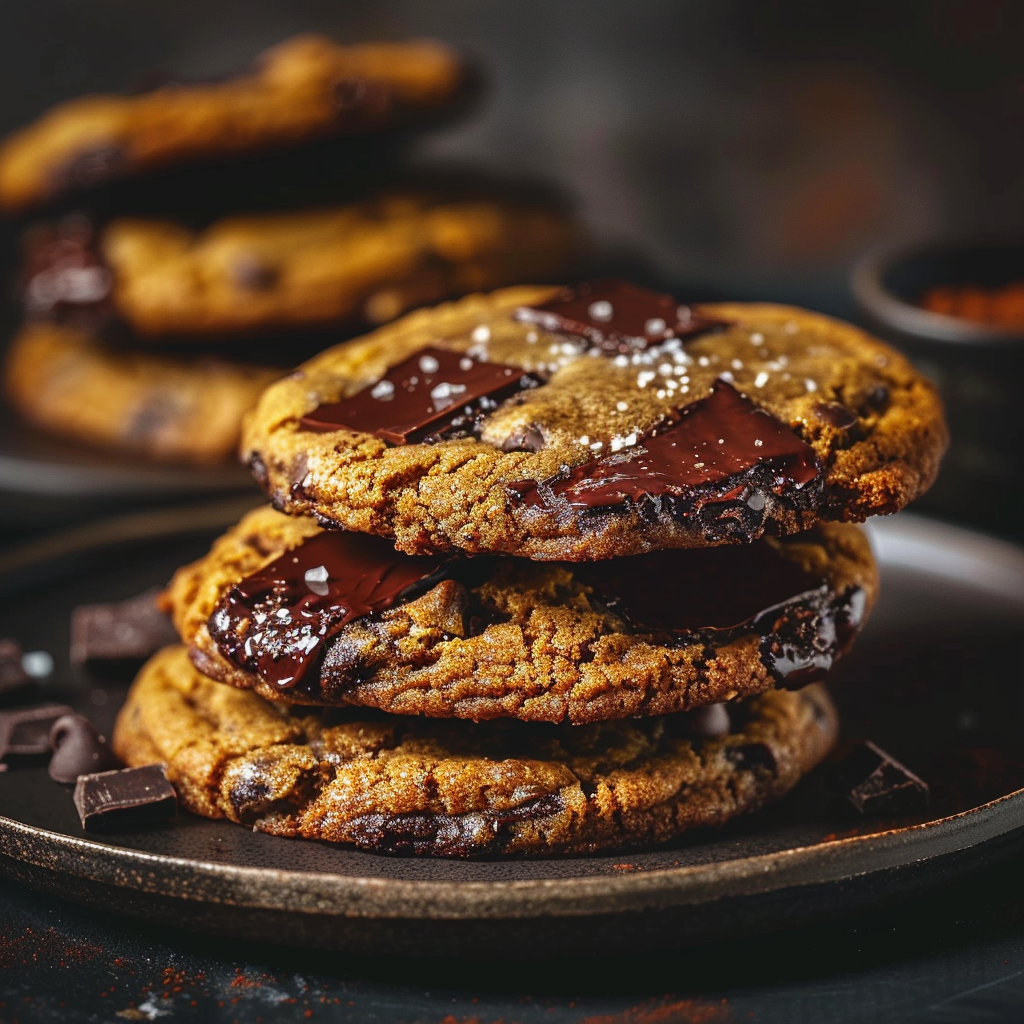 Brown Butter Sourdough Discard Chocolate Chip Cookies featured dish plated