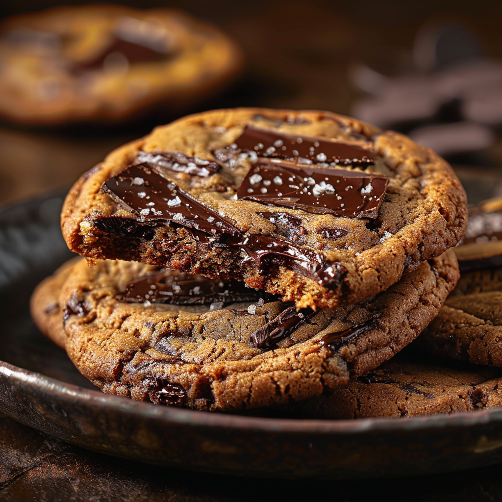 Brown Butter Sourdough Discard Chocolate Chip Cookies featured dish plated