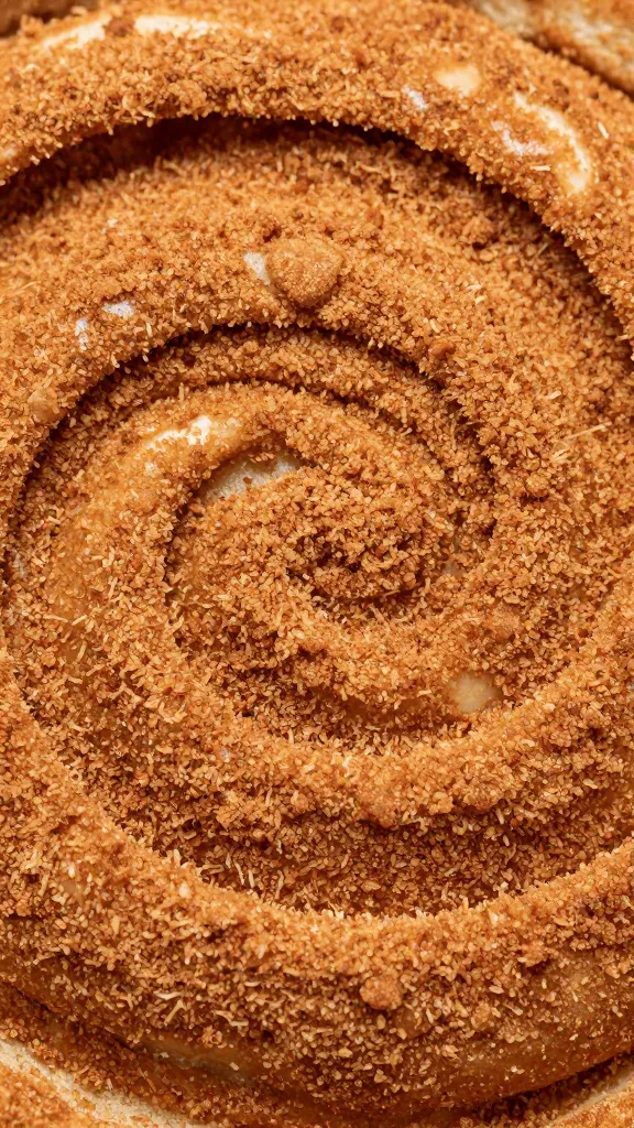 closeup of cinnamon-sugar swirl on bread crumb texture